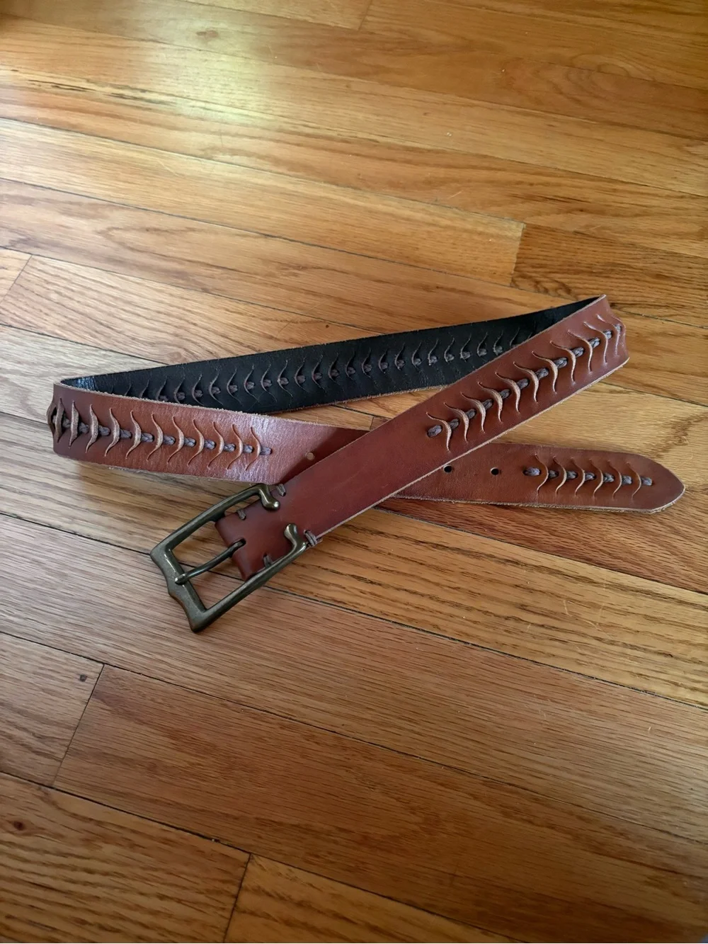 Braided Accent Women's Leather Belt - Brown